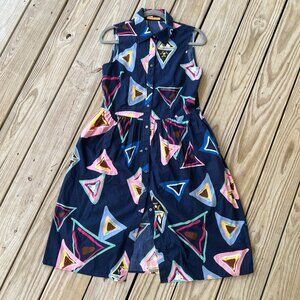 Davide Cenci shirt dress navy cotton sleeveless print cotton M italy designer